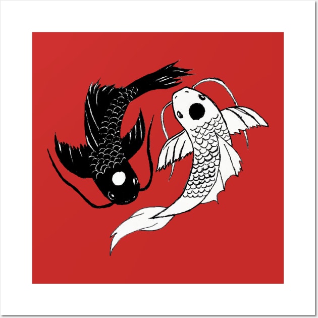 Koi Fish Ying Yang Wall Art by xesed